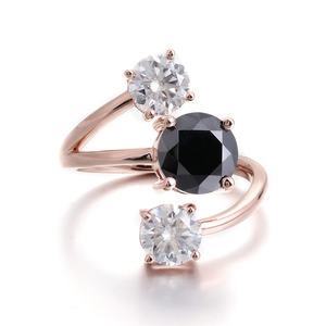 Anillos de Piedras de Moissanita de Colores Oro de 10k con Apertura Ajustable Originales al por Mayor, Diseño Único para Mujer, Anillo de Joyería Delicado - Product Image 3