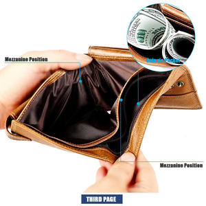 Andong Genuine Cow Leather Multiple Positions <b>Wallet</b> <b>for</b> Man <b>RFID</b> Button Purse Bag <b>Men</b> Retro Multifunctional Coin <b>Wallets</b> - Product Image 4