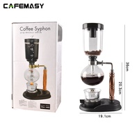 Siphon à café CAFEMASY avec base en silicone, outils pour siphon à café, siphon à café résistant à la chaleur pour 3 tasses