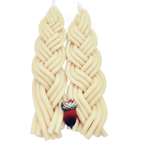 Bougie religieuse juive en cire d'abeille naturelle, tressée à la main, motif personnalisé, bougies de Jérusalem, bougie Havdalah plate - Product Image 6