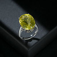 YBO bijoux fins personnalisés S925 anneaux de mariage et de fête en argent Sterling naturel ovale coupe citron Quartz cubique zircone pierre précieuse