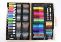 Kit de cire pour enfant, 180 pièces, Crayon de couleur, aquarelle, boîte en bois, papeterie, ensemble artistique pour enfants, directement d'usine