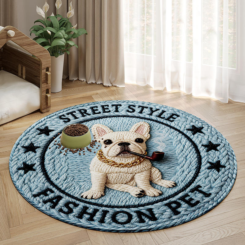 Alfombra para mascotas Sally de cáñamo con base de goma - Cachorro redondo marrón