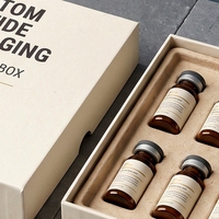 Boîte rigide personnalisée avec couvercle et base blancs pour flacons de peptides, 8 flacons, en carton moulé, impression offset, logo estampé à chaud en or