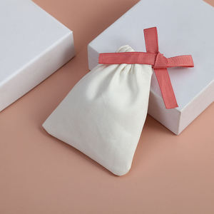 Cao Cấp Màu Trắng Bông Túi Thanh Lịch Đồ Trang Sức Son Môi Bao Bì Quà Tặng Dây Kéo Túi Bow Knot Tái Sử Dụng Tổ Chức Cho Phụ Nữ - Product Image 5