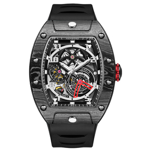 HANBORO мужские часы из углеродного волокна с быстроразъемным ремешком, модный автоматический механический чехол - Product Image 2