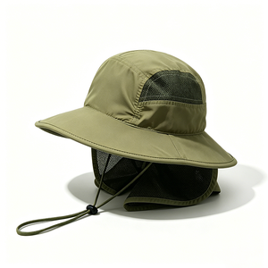 Chapeau de pêcheur unisexe à large bord en maille respirante avec protection intégrale du cou, protection UV, séchage rapide, tissu en toile - Product Image 2