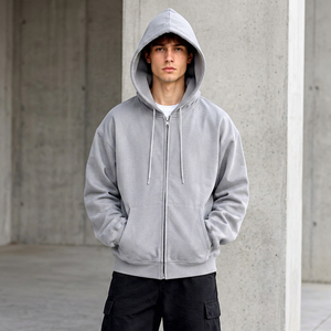 Sudadera con capucha completa con cremallera para hombre y mujer, gris liso, informal, con capucha, logotipo personalizado, sudadera con capucha en blanco, chaqueta con cremallera al por mayor - Product Image 1