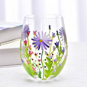 Verres à vin rouge en <span class=keywords><strong>verre</strong></span> peints à la main, artistiques, pour la maison, le bar et les cadeaux, avec des motifs frais et créatifs - Product Image 4