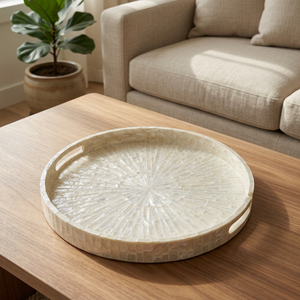Bandeja Artesanal con Incrustaciones de Madera Natural, Detalles Tradicionales, Diseño Moderno para Casa de Campo, Ideal para Diwali, Cumpleaños y Hoteles - Product Image 1