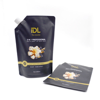 1000ml Noir Étanche Recharge Bec Poche Sacs avec Buse En Plastique Laminé Mylar Sacs Stand Up Pouch pour Liquide Perm Crème