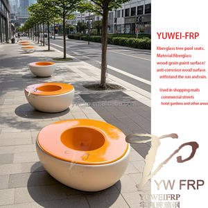 Chaise d'extérieur moderne personnalisable en fibre de verre siège arbre piscine fleur en bois paysage tabouret pour centre commercial parc et patio banc - Product Image 5