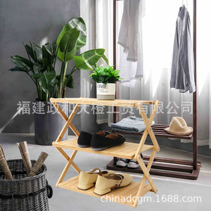ชั้นวางของอเนกประสงค์สีส้มขนาดใหญ่ 3 ชั้น พับได้ ทำจากไม้เนื้อแข็ง ใช้สำหรับตั้งแคมป์ปิกนิกกลางแจ้ง - Product Image 2