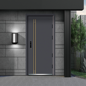 Acciaio americano porta d'ingresso in legno a buon mercato corazzato antiproiettile 48 pollici commerciale esterno di sicurezza porte anteriori con serratura intelligente - Product Image 4