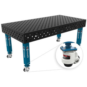 SteelMax GPPH 2x1mt banco de soldadura con ruedas, 15mm de espesor, agujeros de 28mm, rejilla diagonal - Product Image 1