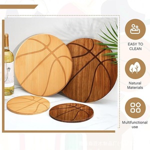 Tabla de quesos de doble cara con forma de balón de baloncesto, creativa, de madera, para pizza - Product Image 5