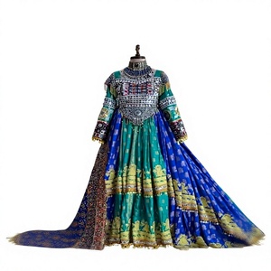 Anarkali <b>Wedding</b> Gown Women Casual <b>Dresses</b> Dark Green Silk Heavy Gold Silver Embroidered Luxury Ethnic Shalwar Kameez Maxi <b>Dress</b> - Product Image 1