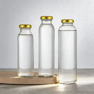 Botella de Vidrio Transparente para Jugo de 500 ml para Bebidas, <span class=keywords><strong>Brandy</strong></span>, Bebidas Energéticas con Tapa de Rosca y Estampado en Caliente - Product Image 1