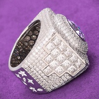 GRA Hip Hop Iced Out Bling 925 Sterling Silver Pass Diamond Tester VVS Purple Moissanite Cluster Signet Ring for Men