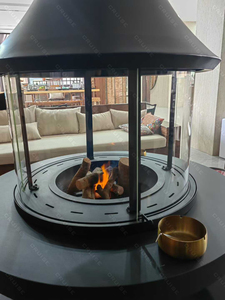 Caminetto <span class=keywords><strong>a</strong></span> Gas Circolare Decorativo Natalizio CRUISE da Soffitto con Effetto <span class=keywords><strong>Legna</strong></span> che Brucia, Caminetto da Parete in Acciaio al Carbonio <span class=keywords><strong>per</strong></span> Riscaldamento - Product Image 3