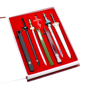 Ensemble <span class=keywords><strong>de</strong></span> 8 pendentifs d'armes <span class=keywords><strong>Sword</strong></span> <span class=keywords><strong>Art</strong></span> <span class=keywords><strong>Online</strong></span> Kirigaya Kazuto, collier, boucle <span class=keywords><strong>de</strong></span> ceinture, ensemble d'armes en métal - Product Image 1
