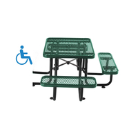 Table de pique-nique moderne en métal thermoplastique durable ADA carrée de 36 pouces, verte, pour parc, mobilier d'extérieur, OEM