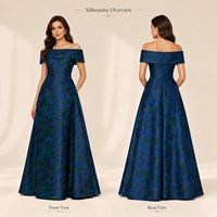 Robe de soirée asymétrique pour femme, coupe trapèze, longueur ras du sol, robe de cérémonie formelle, jacquard floral, robe pour invitée de mariage