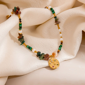 Collar de Acero Inoxidable con Colgante de Corazón y Piedra de Tigre, Cadena Chapada en Oro de 18k, Joyería de Moda para Mujer - Product Image 3