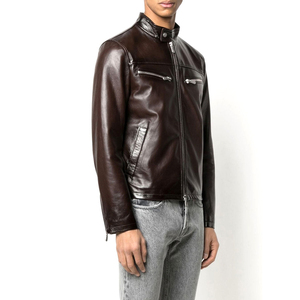 OEM Manufacturers Custom Men's Collar Leather Varsity Jacket Camouflage Embroidery Motorcycle Jacket Canvas <b>Fabric</b> Coating - Product Image 2