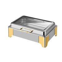 AIRUISI Chauffe-plats pour buffet en acier inoxydable de luxe Chauffe-plats électrique Équipement de restauration Finition dorée