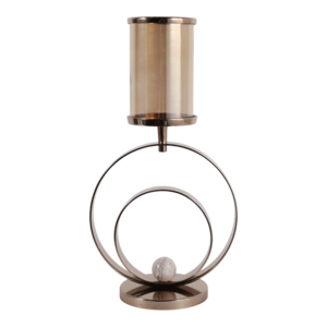 Porte-bougie décoratif en verre, base à double anneau, élégant support pour bougie pilier pour table à manger - Product Image 4