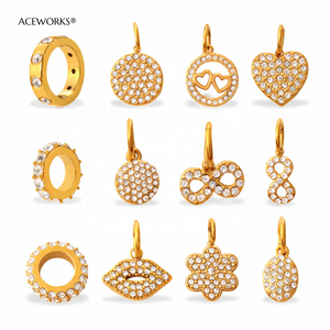 Eterno |   Colgantes de Acero Inoxidable con Baño de Oro PVD de 18K y Dijes Pavé para Fabricación de Joyas |   Resistente al agua y sin deslustre - Product Image 5