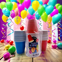 Gobelets de fête jetables rouges à double paroi sans BPA avec logo pour bar et événements, fabriqués en Chine