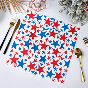 <span class=keywords><strong>Serviettes</strong></span> en <span class=keywords><strong>papier</strong></span> jetables rouges, blanches et bleues à étoiles, 330 mm x 330 mm, pour décoration patriotique américaine, avec logo personnalisé, vente en gros - Product Image 5