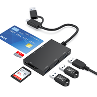 Lector de Tarjetas Inteligentes 7 en 1 con USB-C y USB-A, Lector de Tarjetas CAC y PIV, Adaptador de Tarjeta SIM, Lector de Tarjetas de Memoria MMC para Windows