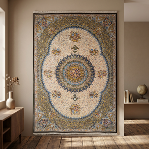Tapis persan en soie fait main de qualité supérieure, tapis design moderne noué à la main, revêtement de sol de luxe pour salon, lavable et antidérapant - Product Image 3