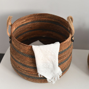 Rattan Storage <b>Basket</b> Large Circle With Handle For Living Room Balcony Toy Organization Dark Brown - Product Image 1
