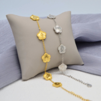 Bracelet ajustable en acier inoxydable de style européen et américain, fait main, bijoux tendance, motif floral, plaqué or 18 carats, pour femme, anniversaire