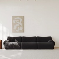 Canapé modulaire Zayshine Nordic moderne noir en sherpa pour salon, combinaison libre, 3 places, idéal appartement, villa, hôtel, canapé compressé