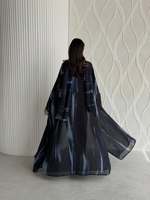 Abaya Kimono Femme Musulmane 2026 à Imprimé Aquarelle Abstraite, Robe Islamique Ouverte en Chiffon de Dubaï, Vente en Gros
