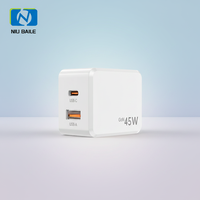 Chargeur rapide GaN 45W 1A1C - Adaptateur compact PD3.1/QC3.0 pour téléphones mobiles - Accessoires de téléphone et accessoires électroniques