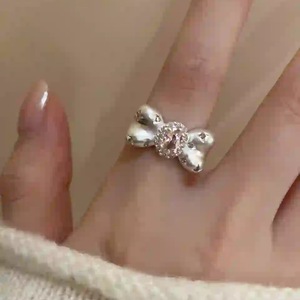 Anillo de Plata de Ley S925 para Mujer, Diseño de Moda, Vía Láctea, Corazón, Princesa, Lazo con Cola, Acabado Mate, Anillo Abierto, Certificado IGI - Product Image 5