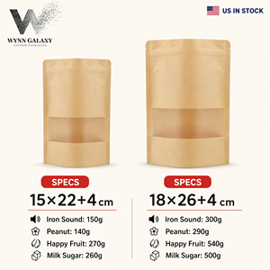 Bolsa de Papel Kraft con Ventana y Cierre Hermético, Apta para Alimentos, 15*22*4cm, 6*8.7*1.6in, para Envasar Té, Café, Nueces, Snacks, Producto en Stock en EE. UU. - Product Image 2