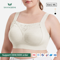 Soutien-gorge sans couture SHANGBINI à bordure en dentelle, grande taille, couvrant entièrement, offrant un bon maintien, sans armatures, vente en gros