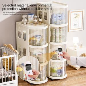 Armoire pliante à volets roulants LYGD, armoire de rangement pliable pour produits pour bébés, grande capacité de rangement et chariot de rangement rotatif - Product Image 3