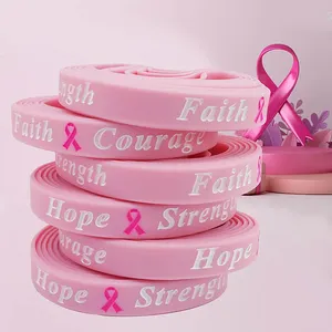 Cancer Factory Customized Pink Silicone Rubber Wrist Band Medical Cancer Awareness Bracelet Patient Faith Courage Id Wristband