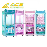 Arcade Craft Studio ACS-C-0026 Machine de jeu de grue d'arcade commerciale rose personnalisable, mini-grue à monnayeur adaptée aux enfants pour attraper les poupées