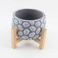 Pot à fleurs moderne en ciment pour la décoration intérieure, pot à bonsaï en béton gris avec emballage en boîte pour style artificiel