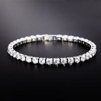 Chaîne tennis en acier inoxydable argenté avec moissanite VVS de taille petite, style 'Rock Sugar', peut être utilisée comme pendentif, bracelet ou collier simple
