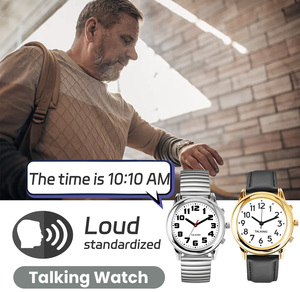 Montre parlante <span class=keywords><strong>à</strong></span> <span class=keywords><strong>voix</strong></span> large et claire dorée anglaise française pour aveugles, malvoyants ou personnes âgées - Product Image 4